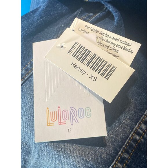 LulaRoe Harvey Blue Stonewashed Denim Jean Jacket Size XS Embroidery Rose - Picture 11 of 11